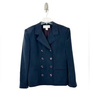 Jones New York Women’s Vintage 90s Navy Blue Silk Double Breasted Blazer Size 10